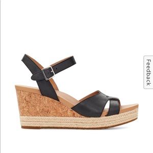 Size 8.5 Black Ugg wedge sandals.